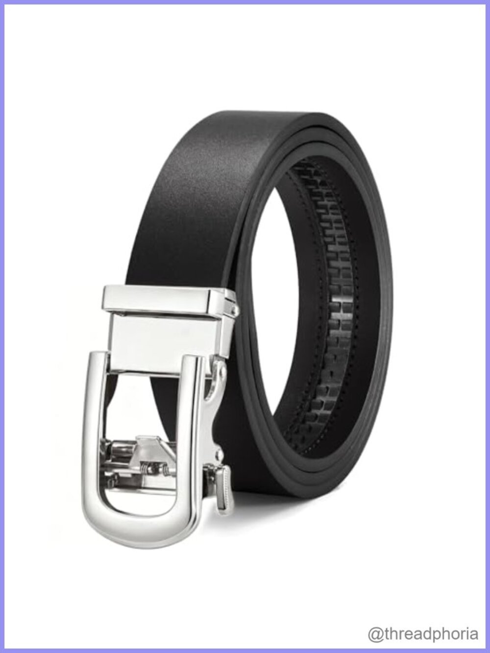 Women's Ratchet Leather Belt Adjustable No Holes Automatic Buckle